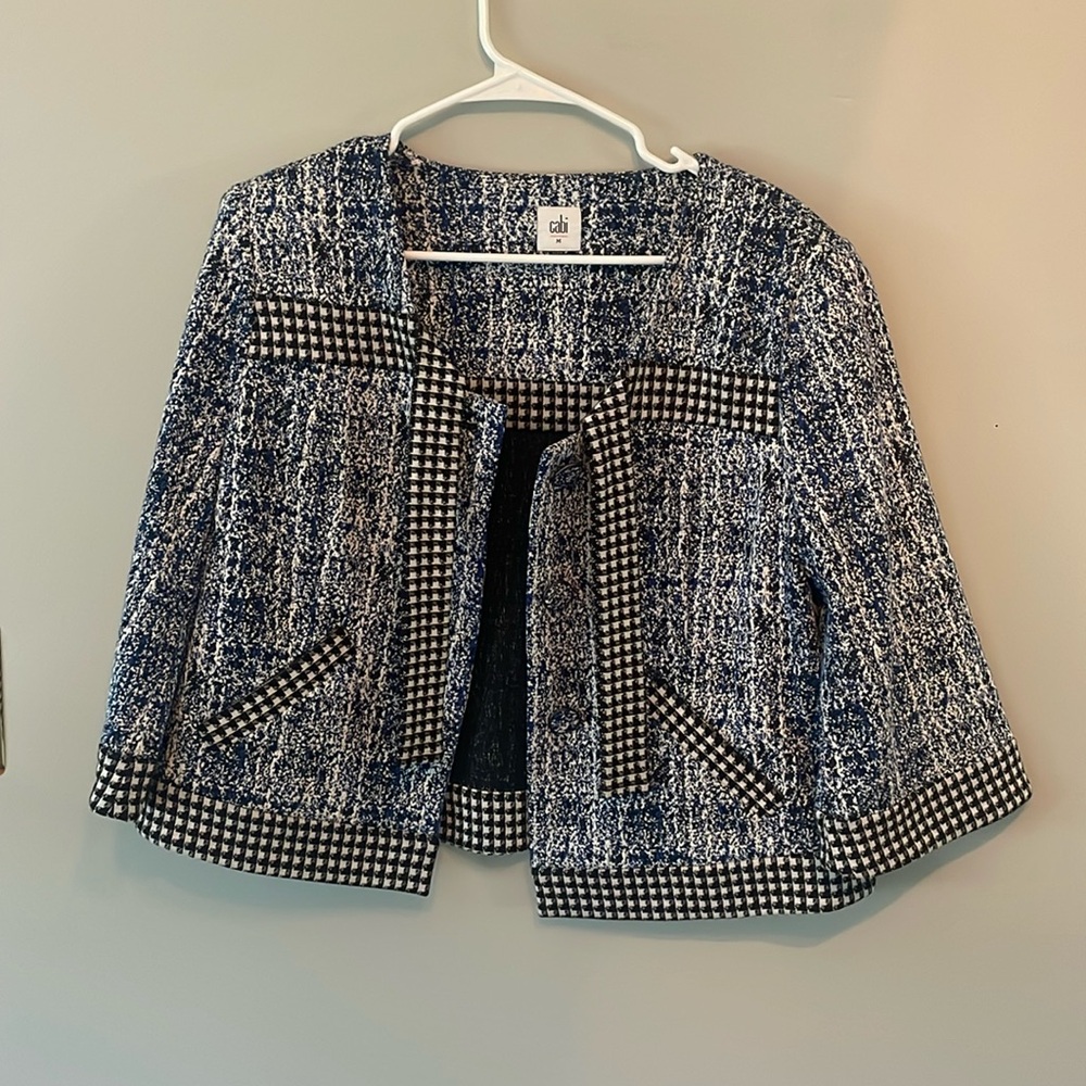 CAbi Blue and Black Blazer Timeless Suit Jacket